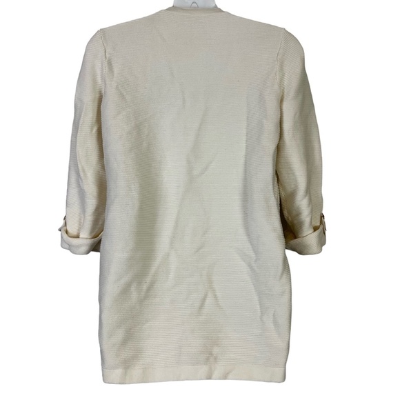 CHICO'S Ribbed Off White Ivory Open Style Cardigan Knit Sweater Cotton Blend  1 - Picture 7 of 16